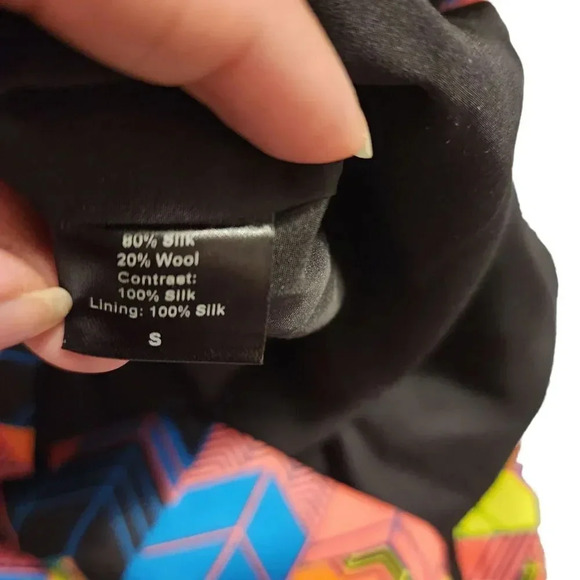 Jenni Kayne Resort Vibrant Multi Color Geometric Silk Mini Dress Small - Picture 7 of 16